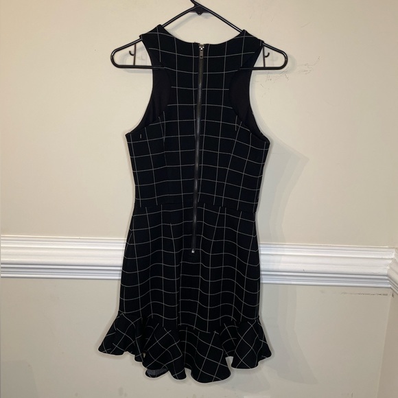 Adelyn Rae plaid black white ruffle bottom dress - Picture 5 of 6